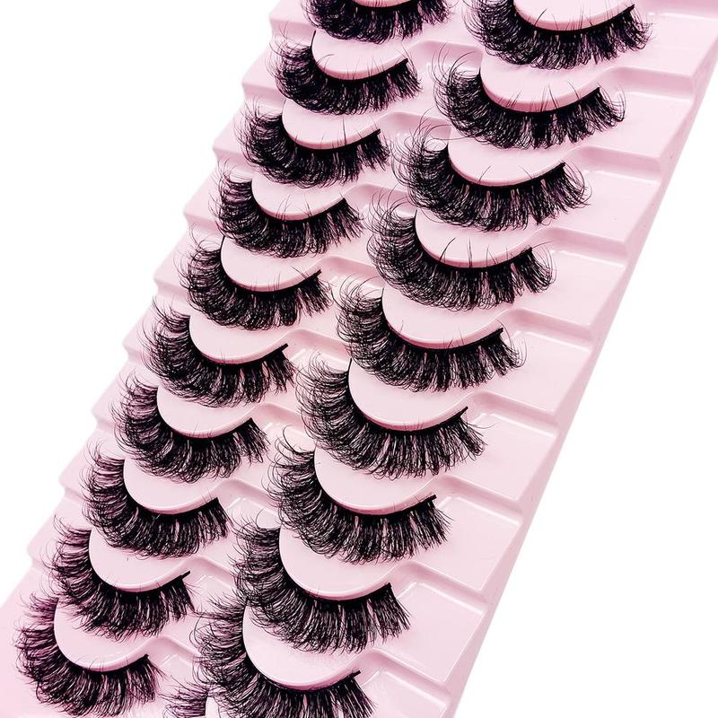 Fluffy False Eyelashes, 10 Pairs Natural Fake Lash Strips, Volumized False Eyelashes for Women and Girls Makeup Enhancement, Falsies Eyelashes, Eye Makeup Products, Summer Gifts for Her, Christmas Gift