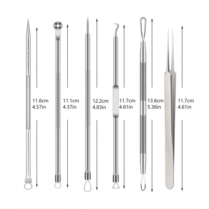 Blackhead Tool Set, 6 Counts set Stainless Steel Blackhead Tool, Easy to Use, Professional Makeup Tools for Women