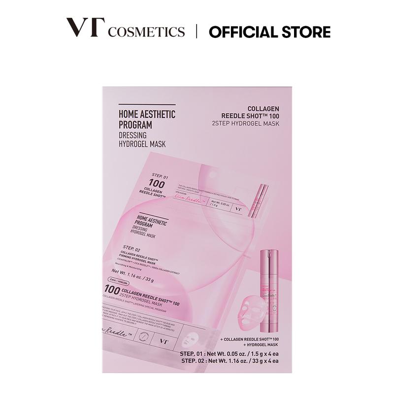 [Official VT Cosmetics] VT Reedle Shot 100 2-Step Hydrogel Mask 4EA | Exosome | Korean Overnight Melting Mask