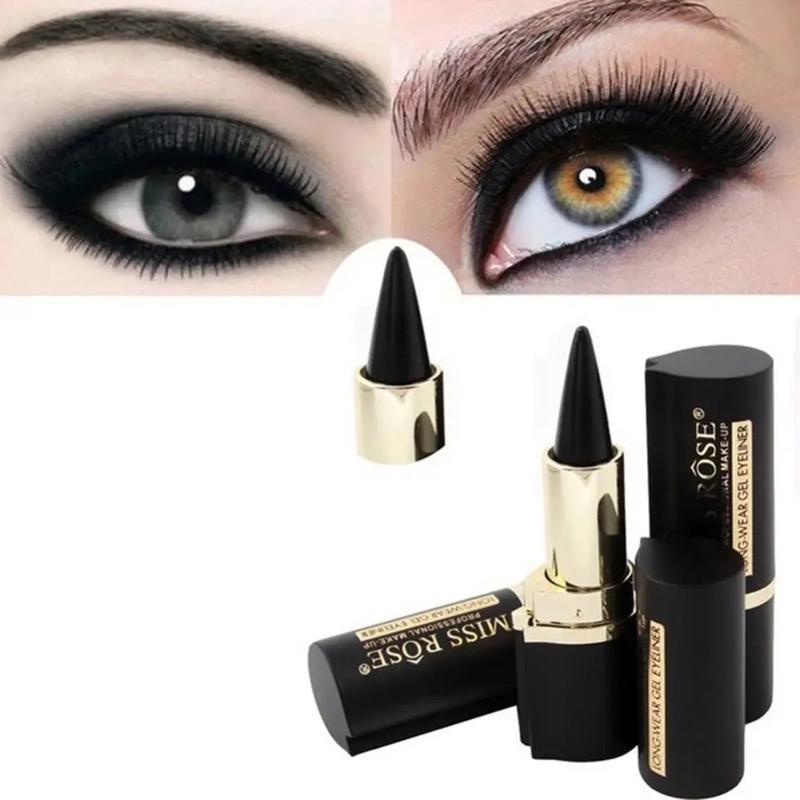 Black Eyeliner Pencil Waterproof Eye EnhancingStick Solid Thick Gel Smooth 24 Hours LongLasting Smoky Eye Liner Cosmetic Beaut Lipliner