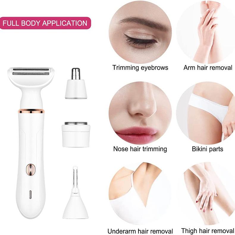 Bikini Trimmer for Women, Electric Shaver and Razor Rechargeable 4-in-1 Body and Facial Epilator, , Face, Underarms and Legs, Christmas Gift New Year Gift