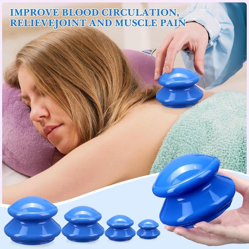 4pcs Cupping Therapy Set Silicone Cupping Massage Cups Professional Cupping Therapy Cup Vacuum for Cellulite Reduction Body Myofascial Muscle Nerve