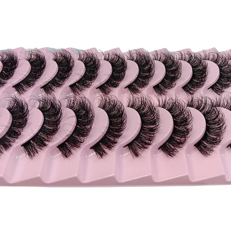 Fluffy False Eyelashes, 10 Pairs Natural Fake Lash Strips, Volumized False Eyelashes for Women and Girls Makeup Enhancement, Falsies Eyelashes, Eye Makeup Products, Summer Gifts for Her, Christmas Gift