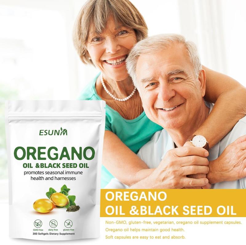 ESUNM Oregano Oil with Black Seed Oil, Oil of Oregano, 4X Strength Carvacrol & Thymoquinone