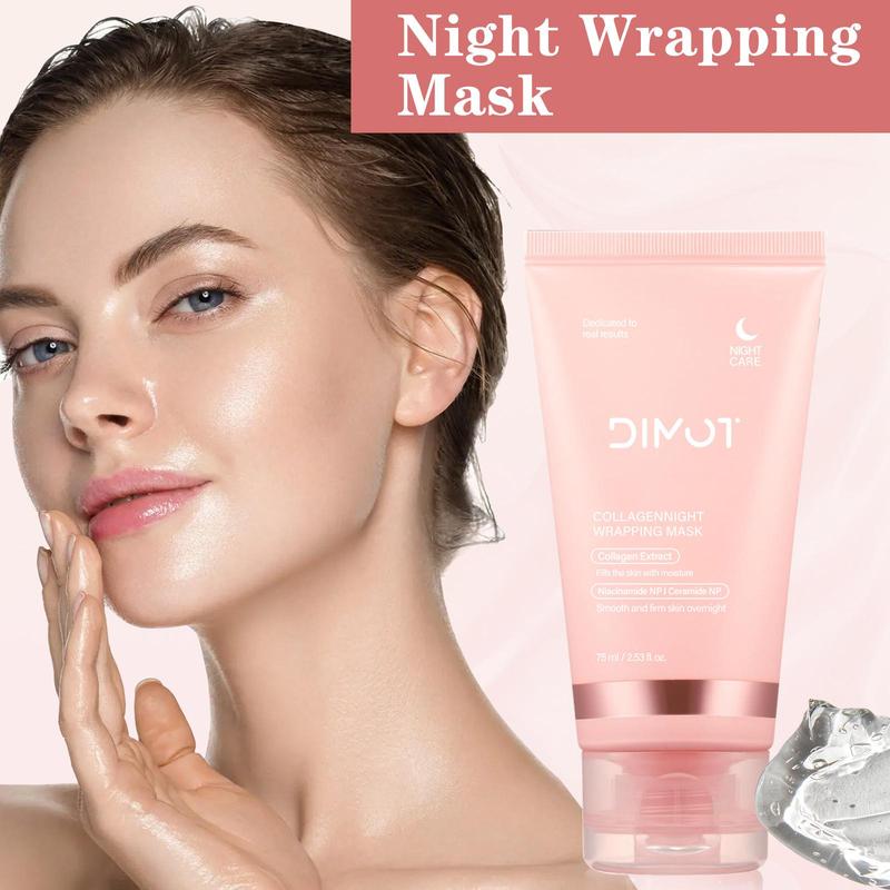 Collagen Night Wrapping Mask, Overnight Peel Off Collagen Facial Mask for Elasticity & Hydration, Tight Skin, Reduce Sagging & Dullness, Christmas Gift