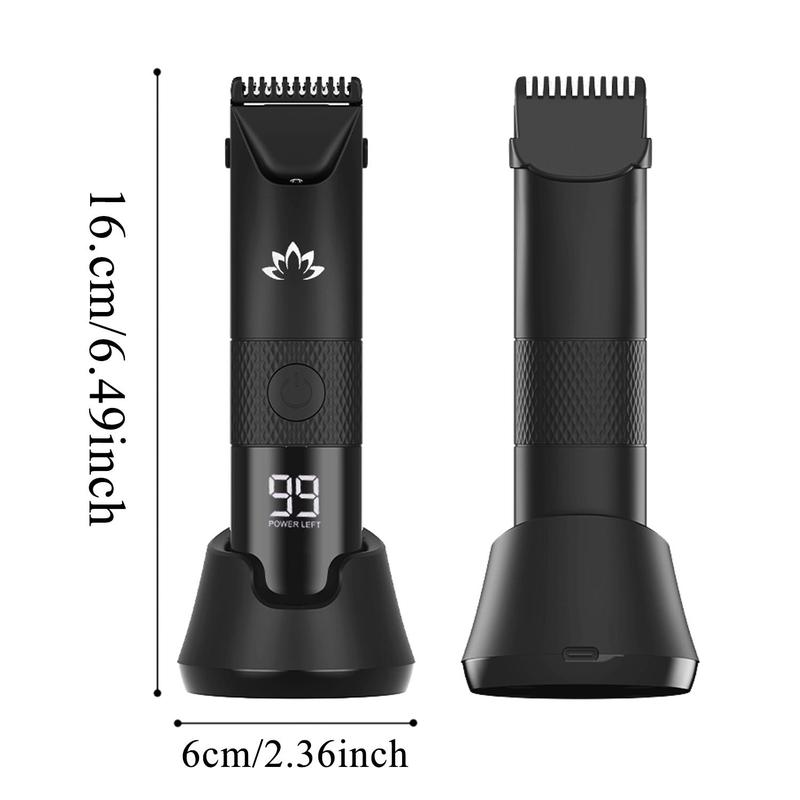 Electric Body Hair Trimmer, 1 Set Professional LCD Display Body Hair Removal Machine for Men and Women, Multifunctional Shaver Groomer with Base