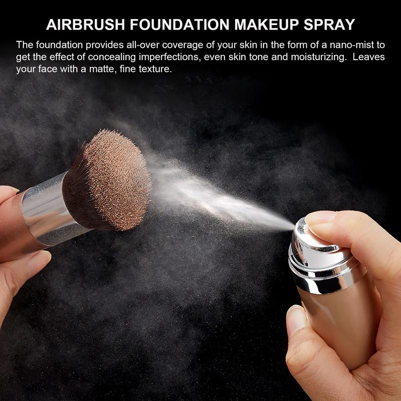 Airbrush Foundation Makeup Spray, Long Lasting Waterproof Full Coverage Foundation for Brighten, Concealer and Hydrating, Natural Matte Finish, Brush and Makeup Sponge Include, 2.36oz (#1 Natural)