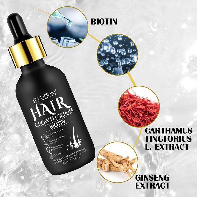 SEFUDUN Hair Growth Serum with Microneedle Roller for Hair Beard, Hair Health, Strengthen Hair Toughness, Increase Hair Density, Rejuvenate, Hair Thick and Healthy, Mild and Non-stimulating