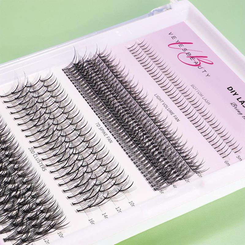 Veyesbeauty Lash Clusters Individual Lash Extensions Multi-type Mix Bottom, 1 Count Light Volume, 7D Spike, 20D Clusters for Self Application