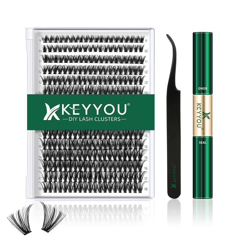 BlackFriday KEYYOU DIY 40D Individual Lash Clusters Kit Lash Extensions Kit 300Pcs Volume Waterproof Long-Lasting Soft Eyelashes Extensions Cosmetic