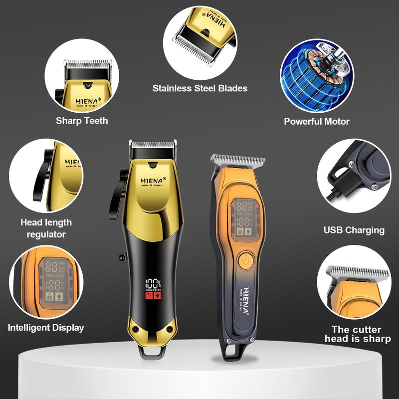 Professional Hair Clipper with Combs, 1 Box Rechargeable Hair Trimmer with LCD Display, Hair Shaver for Men, Barber Clipper for Home & Salon Use