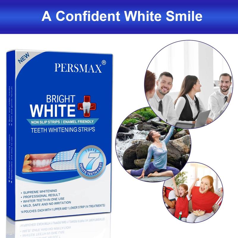 Teeth Whitening Strips for Teeth Sensitive, Non-Slip Enamel-Safe Strips, Professional and Safe Teeth whitening Strips, for Smoking Coffee Soda Wine Stain, 28 Strips 14 Treatments (Mint)