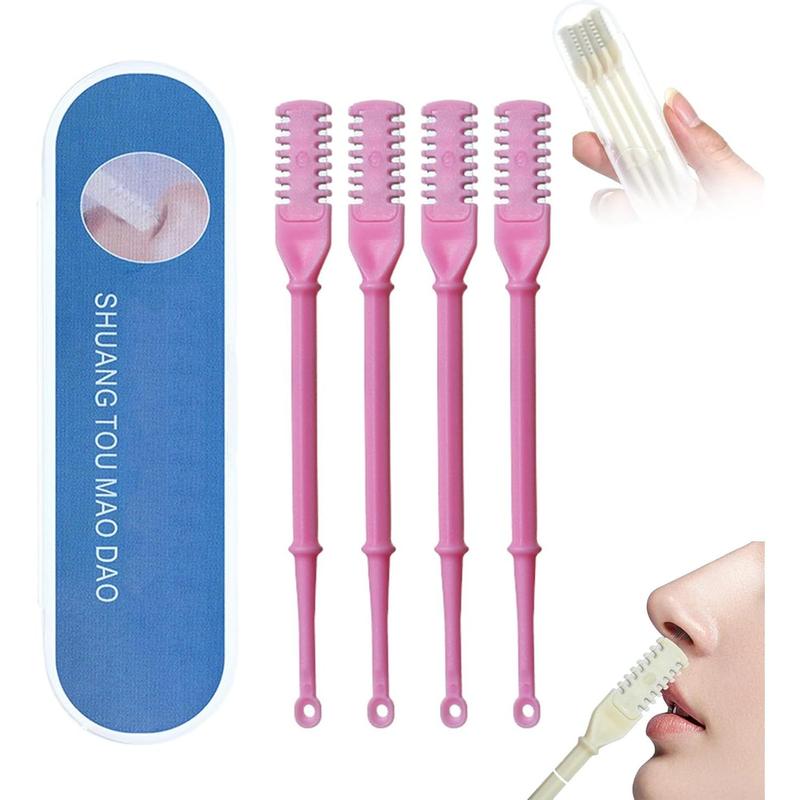 2 - in - 1 Pink Nasal Hair Cutter for Women & Men! Manual Nose Hair Trimmer with 360° Rotating Feature. Comes with Ear Picker. Double - Sided Nose Hair Knife. Includes Storage Box.