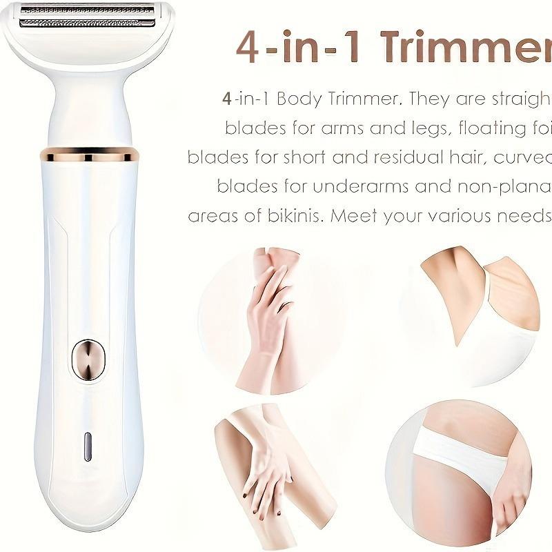 Bikini Trimmer for Women, Electric Shaver and Razor Rechargeable 4-in-1 Body and Facial Epilator, , Face, Underarms and Legs, Christmas Gift New Year Gift