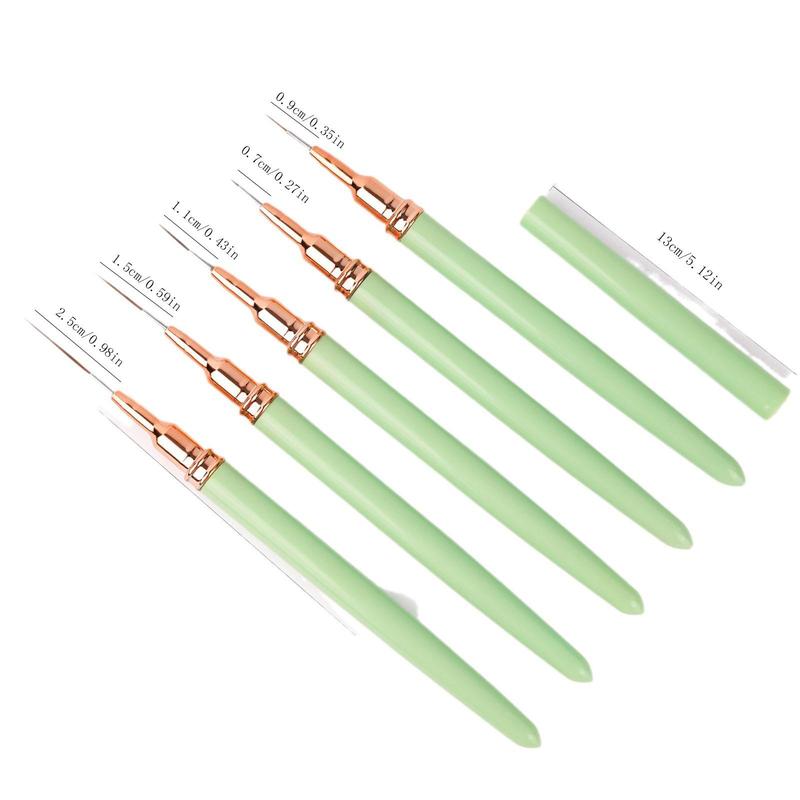 Nail Art Brush Set, 5 Counts set Detail Thin Liner Painting Brush, Professional Manicure Tool for Home & Salon Use