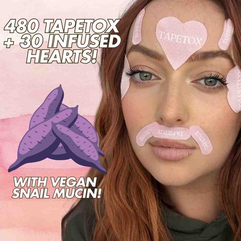 Skin Supervision TapeTox Heart & Classic Face Patches - Hydrating Wrinkle Smooth, Collagen Support, Skin Repair, and Pore Care Treatment Invisible Acne Invisible Acne