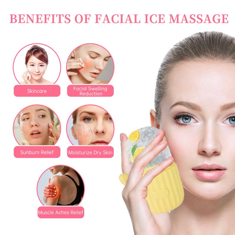 Ice Roller for Face and Gua Sha Facial Tool Kit, Ice Cube Face Massager Roller with Stainless Steel Gua Sha for Skin Care Eye Bags Wrinkles and Lifting Face Skin for Women Mother's Day Gift (Yellow) Comfort