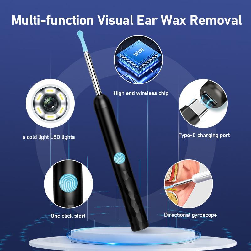 Smart Visual Ear Wax Removal Tool, 1 Set Ear Wax Removal Kit with HD Camera, Ear Cleaning Tool, Earwax Removal Products for Home & Travel