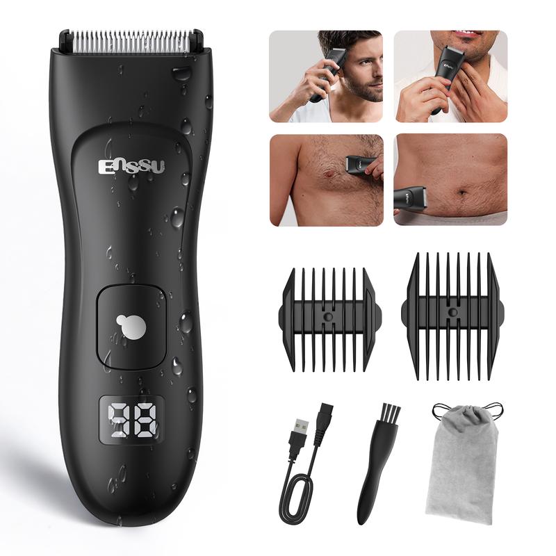 Waterproof Wet Dry Clippers, Rechargeable and Wireless Charging Body Trimmer, Male Hygiene Grooming Razor, Ball, Beard Trimmer for Men, Best Gift for Loved Comfort，  lectric Groin Hair Trimmer, Replaceable Skin Safe Ceramic Blade Heads, wireless  shaver