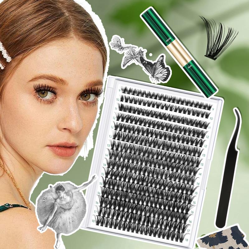 BlackFriday KEYYOU DIY 40D Individual Lash Clusters Kit Lash Extensions Kit 300Pcs Volume Waterproof Long-Lasting Soft Eyelashes Extensions Cosmetic