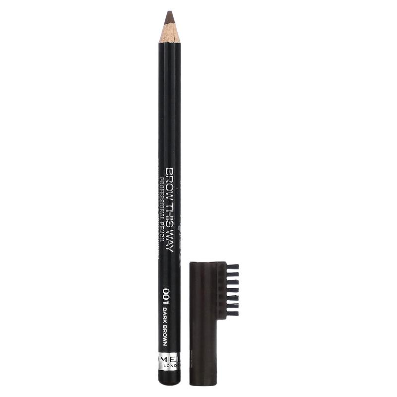 Rimmel London Brow This Way, Professional Eyebrow Pencil, 001 Dark Brown, 0.05 oz (1.4 g)