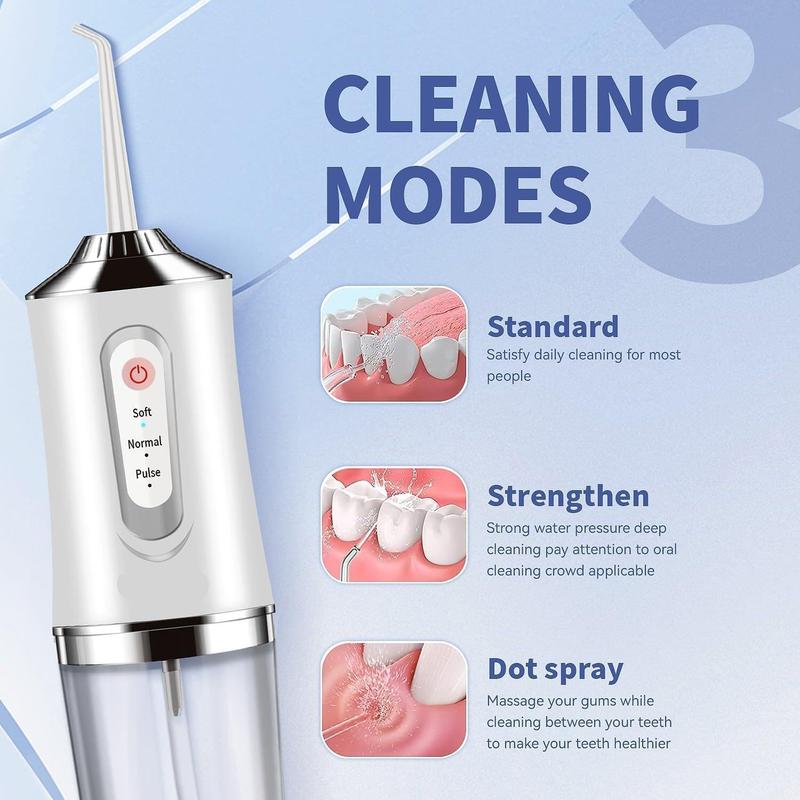 4 In 1 Water Flosser For Teeth, Cordless Water Flossers Oral Irrigator With DIY Mode 4 Jet Tips, Tooth Flosser, Portable And Rechargeable For Home Travel, For Men And Women Daily Teeth Care, Ideal For Gift, Father Day Gift Waterproof Kit Whitening