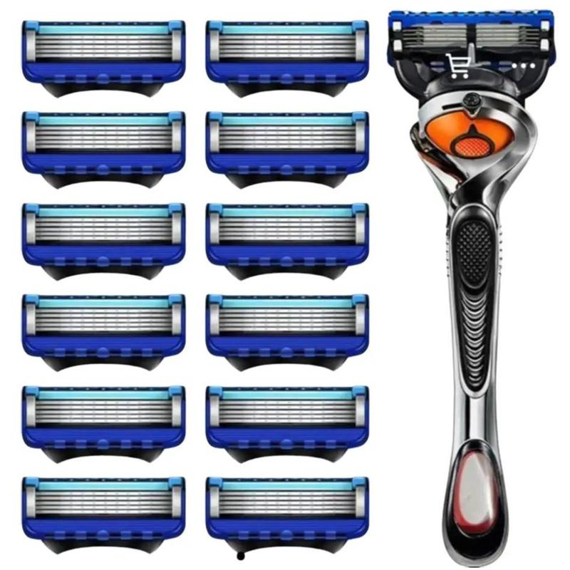 5 Layers Manual Razor Blades for Men - Replacement Cutter Heads and Facial Razor Holder Set | High-Quality