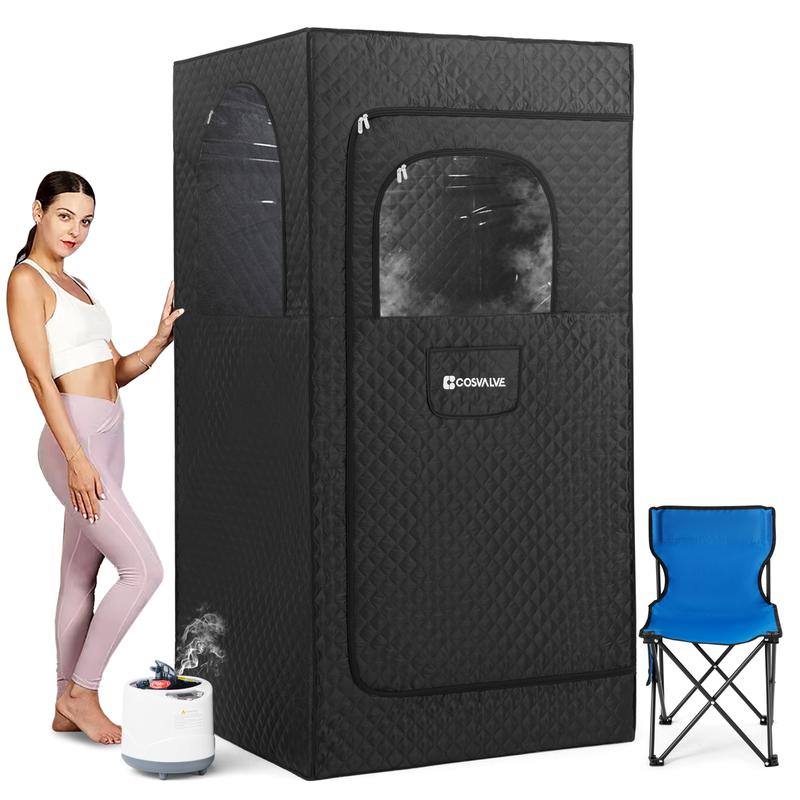 COSVALVE Full Size Portable Steam Sauna Kit, Personal Sauna Tent for Home Spa,4L & 1500W Steam Generator,Remote Control,Timer, Hook,Indoor Steam Room for Relaxation