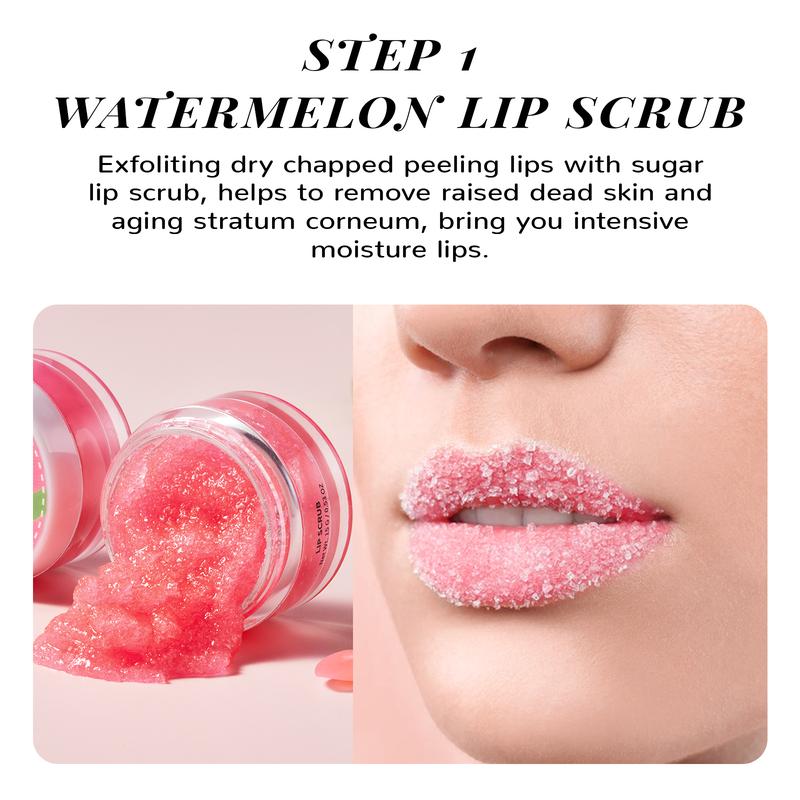 ANAiRUi Watermelon+Ceramide Lip Care Kit - Lip Sleeping Mask and Lip Scrub, Skincare Overnight Moisturizing Mask for Dry, Chapped Lips to Comfort