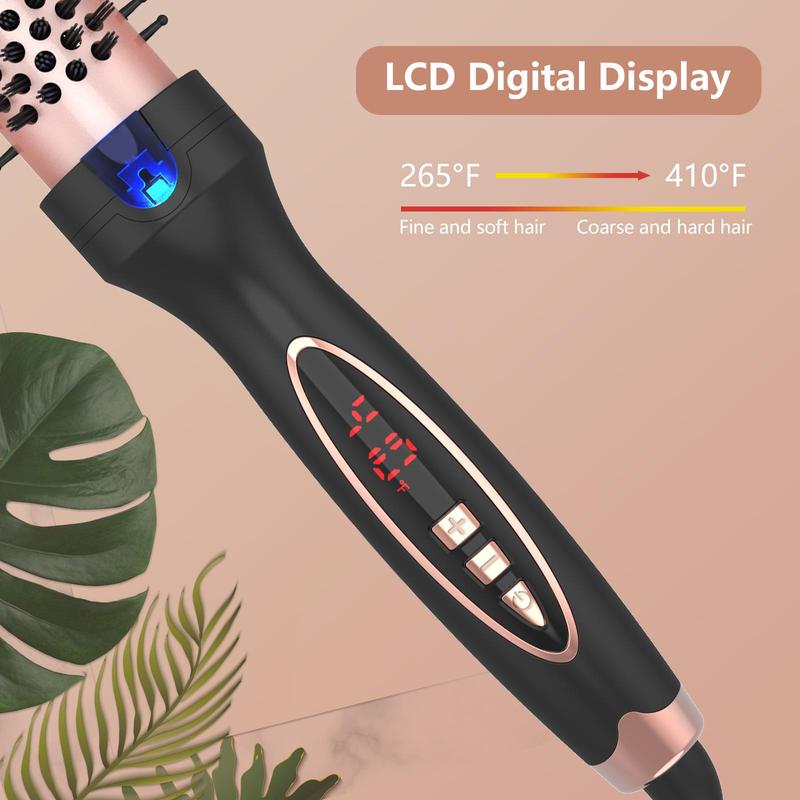 Hair Curler New Upgrade 1.25 Inch Thermal Brush Create Loose & Volume Curls Digital Display 9 Heat Settings Tourmaline Ionic Hair Curler 1 1 4 Inch Curling Iron Brush Dual Voltage for Traveling Handle Plug