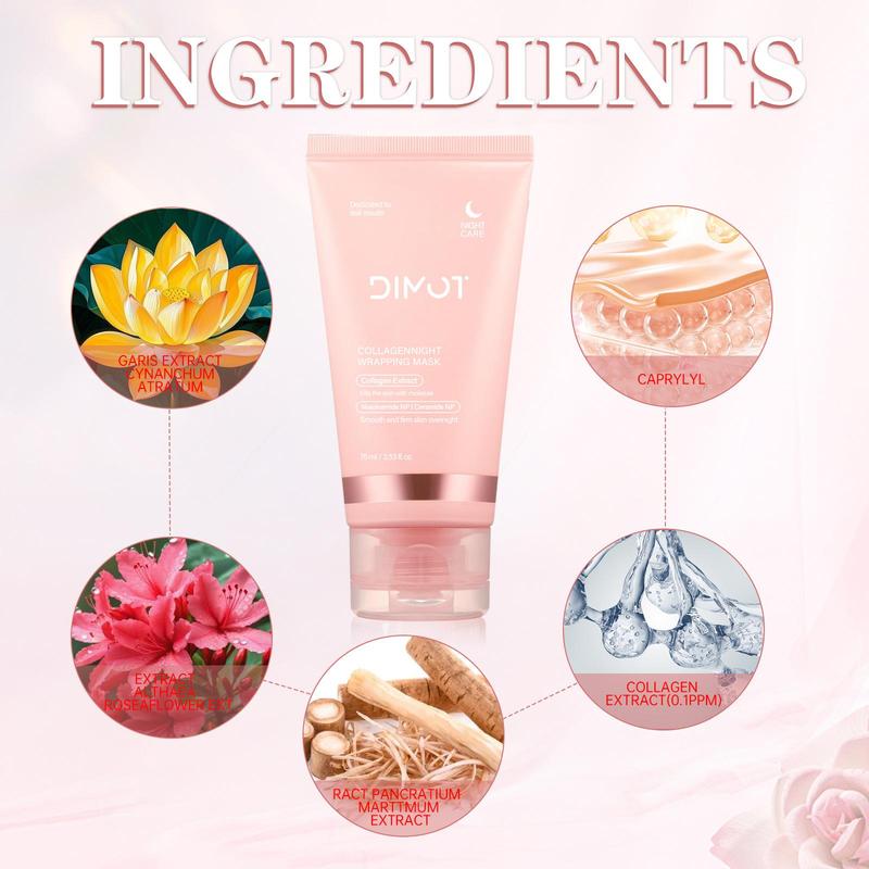 Collagen Night Wrapping Mask, Overnight Peel Off Collagen Facial Mask for Elasticity & Hydration, Tight Skin, Reduce Sagging & Dullness, Christmas Gift