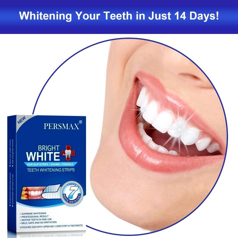 Teeth Whitening Strips for Teeth Sensitive, Non-Slip Enamel-Safe Strips, Professional and Safe Teeth whitening Strips, for Smoking Coffee Soda Wine Stain, 28 Strips 14 Treatments (Mint)