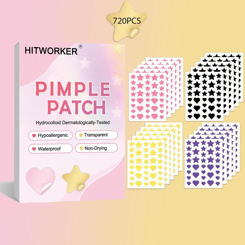 Heart & Star Shaped Pimple Patch, 1 Set Waterproof Hydrocolloid Acne Covering Sticker, Gentle Facial Skin Care Product for Women & Men