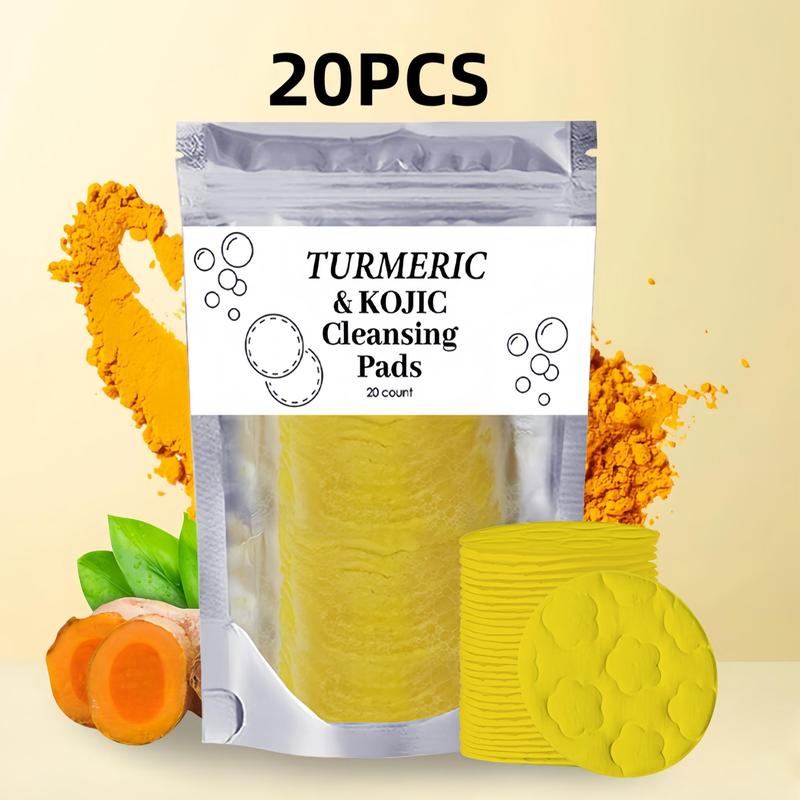 Turmeric Kojic Acid Facial Cleanser Pad, 20pcs box Gentle Facial Cleansing Pads, Moisturizing Deep Cleansing Facial Cleanser Pads, Skin Care Products, Skincare Products