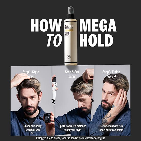 DASHU Premium Mega Hold Super Spray - Official Product Extra Strong Hold, Dryness Prevention, All-Natural Ingredients (8.45 fl oz)