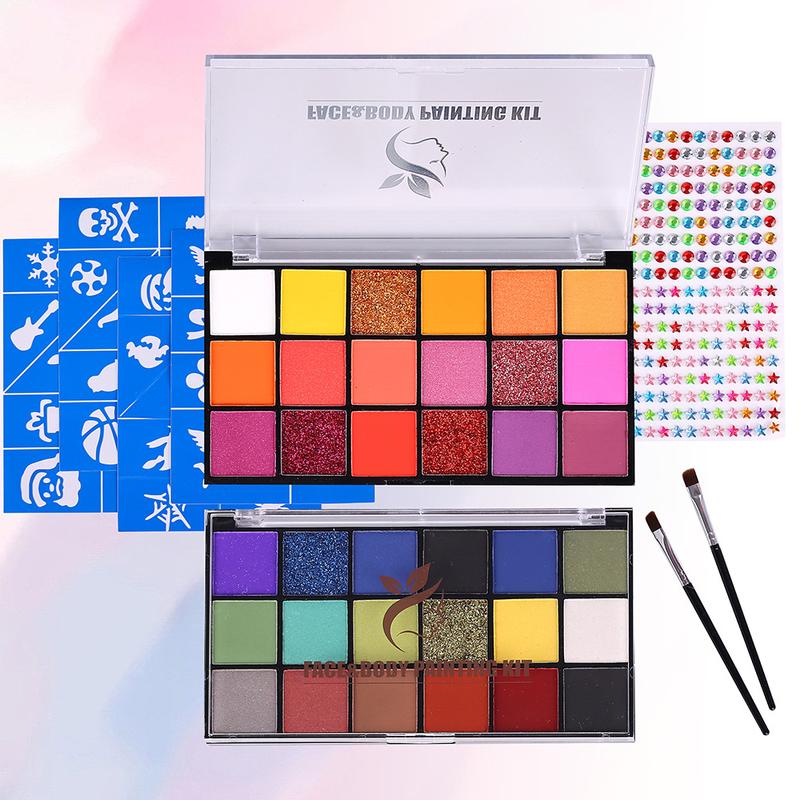 Face Painting Kit Non-toxic Body Paint, Washable 36 Colors Facepaint Makeup Kit with 2 Face Paint Brushes for Halloween Party Cosplay Makeup