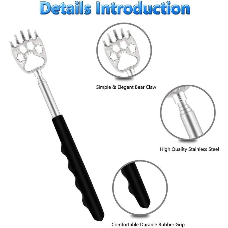 6 Pack Telescoping Back Scratcher - Bear Claw Back Scratchers - Portable Extendable Backscratcher with Rubber Handles in Black, Blue, Green, Purple, Red, Pink Color