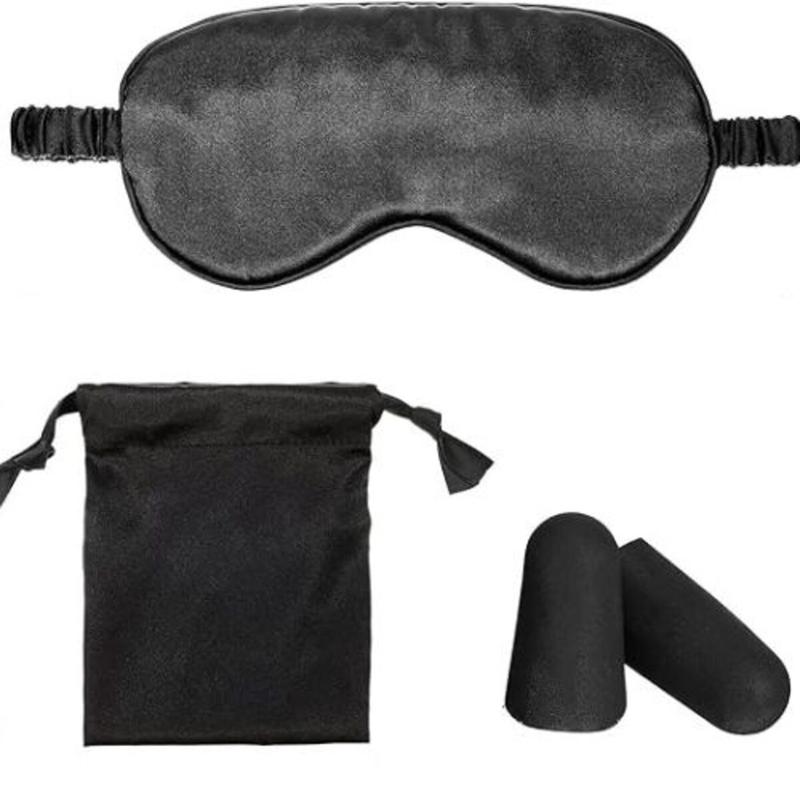 Valentine's Day Special Offer Adjustable Silk Sleep Mask, Pack of 2 Soft Eye Mask Blindfold for Travel, Sleep, and Napping, 3 pairs of Ear Plugs Smooth Soothing