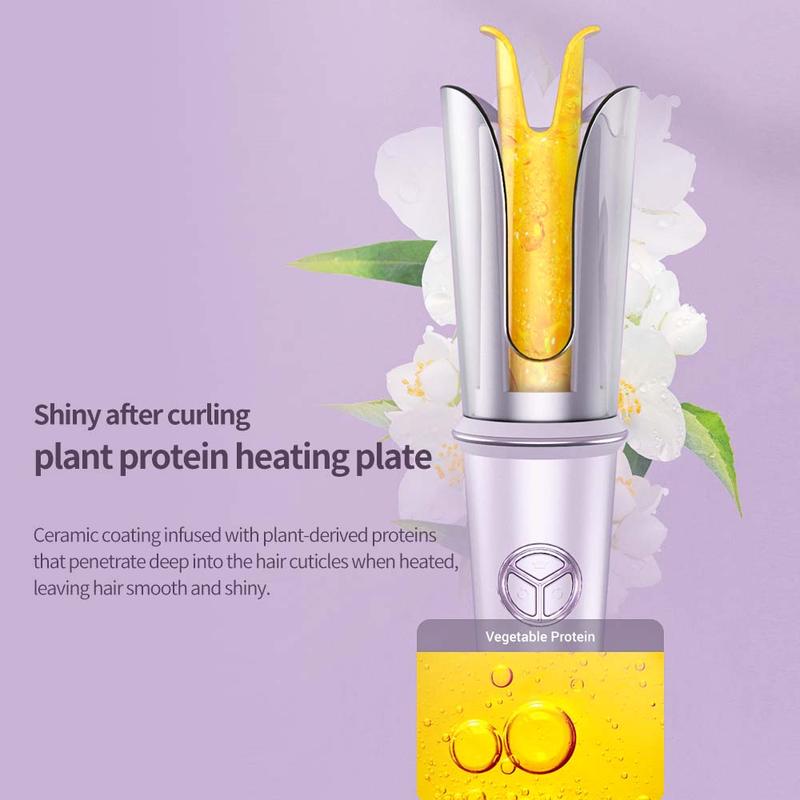 Newme Purple Ice Cream Curling Iron: 1.1 (28mm) inch Auto Curler for Beach Waves, with Fast Heat-up - Negative Generator, Anti-Scald Function, Professional Safety Curler, Ice Cream Cone Culer, Adjustable Temp & Timer Reminder, rizador