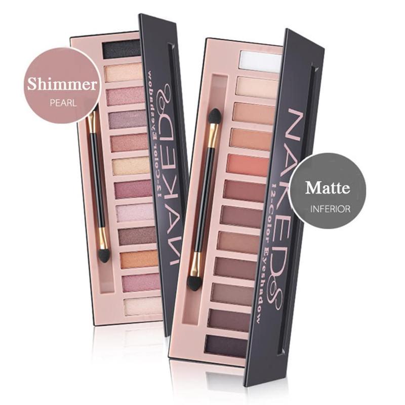 Cosmetic 2 Pack 12-Color Eyeshadow Palettes - Nude, Matte, Shimmer, Glitter, Waterproof Smokey Kit  Powder