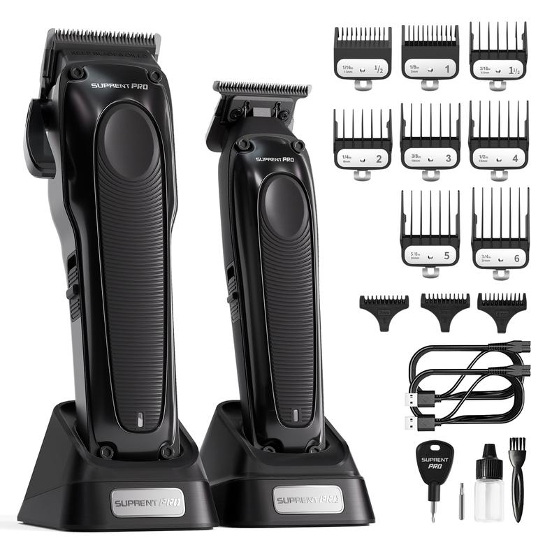 [SUPRENT PRO] The Black Obsidian-20 in 1  Professional Hair Clippers Trimmer barber clippers set Cutting Beard Cordless Barber Shaving Machine  - High Torque Brushless Motor & DLC Coated Detachable Blade - Cordless Hair Trimmer Set with Charging Base