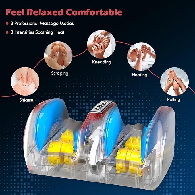 Shiatsu Foot Massager with Heat: Foot Massager Machine for Neuropathy, Plantar Fasciitis and Pain Relief-Massage Feet Leg Calf Ankle with Deep Kneading at Home Office, Gift for Woman and Man