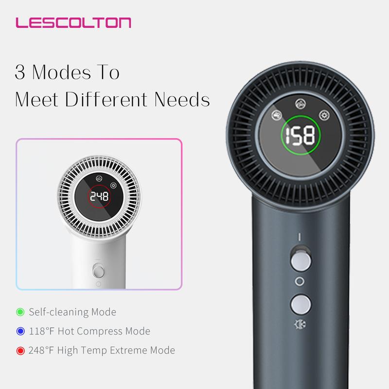 LESCOLTON Hair Dryer, Lightweight Ionic Blow Dryer 1400W Powerful High Speed, Diffuser & LED Display, 3 Air Speeds for Fast Drying, for Home Travel.christmas gift.thanksgiving gift