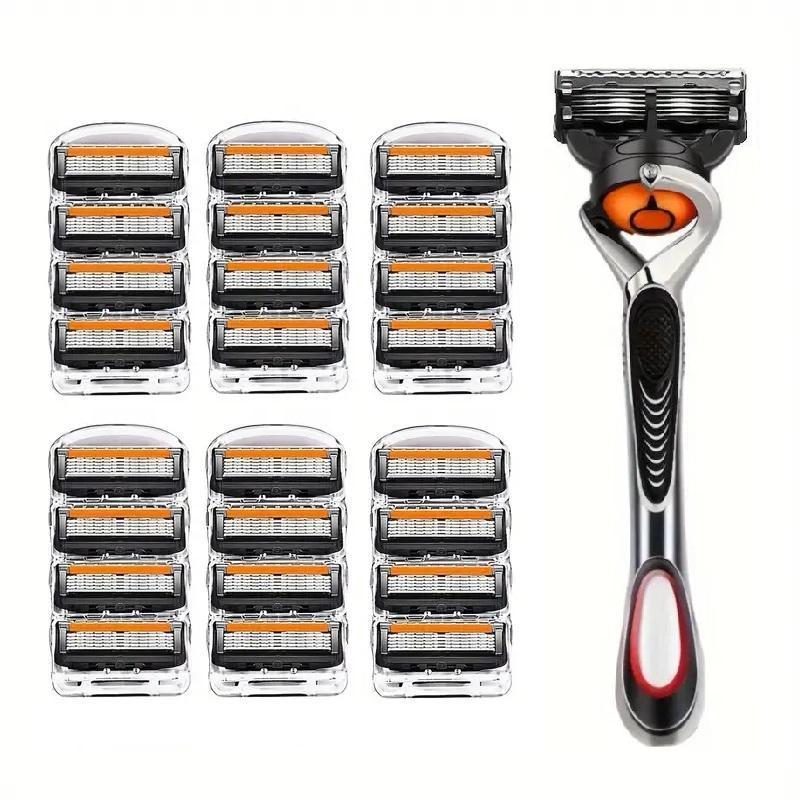 Manual Razor Set, Professional Sharp Blade Razor Holder with Blades, Facial Hair Shaving Tool, Daily Care Tool for Men