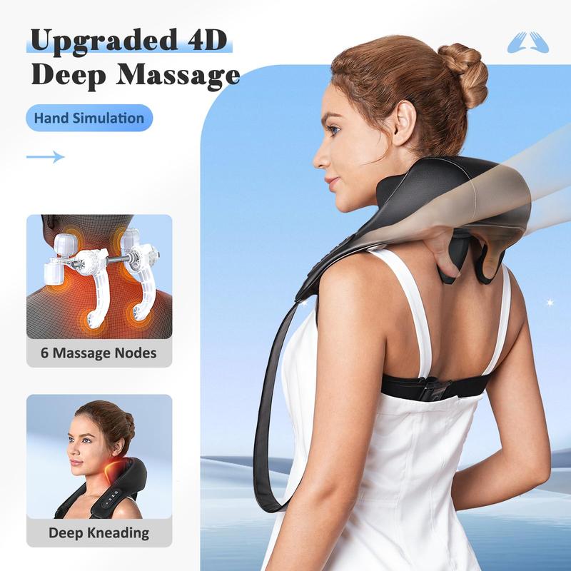 KNQZE Neck Massager for Neck Pain Relief, 4D Deep Kneading Massagers with 6 Massage Nodes, Cordless Shiatsu Neck and Shoulder Massage Pillow with Heat for Neck, Traps, Back & Leg, Gifts for Women Men Visit the KNQZE Store