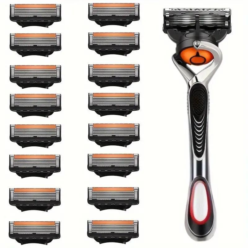 Manual Razor Set, Professional Sharp Blade Razor Holder with Blades, Facial Hair Shaving Tool, Daily Care Tool for Men