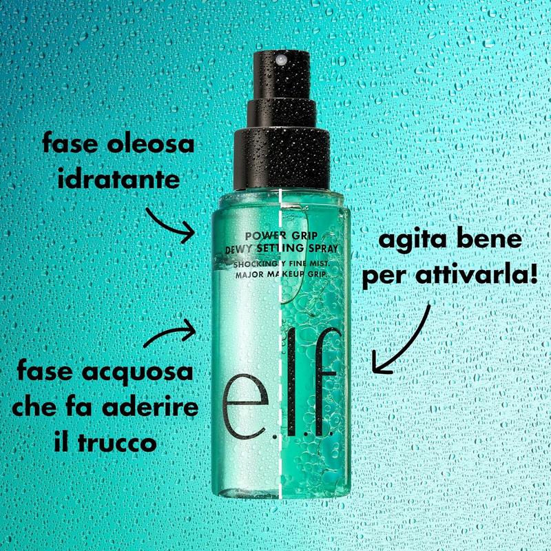 e.l.f. makeup Power Grip Dewy Setting Spray, Ultra Fine Mist Made With Hyaluronic Acid, Grips Makeup For A Hydrated, Dewy Finish, Vegan & Cruelty-Free