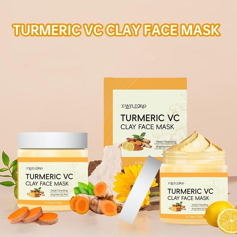 Turmeric Vitamin C Clay Mask, Deep Cleansing Face Mask, Oil Control Facial Mask, Moisturizing Facial Skin Care Product for Women & Men