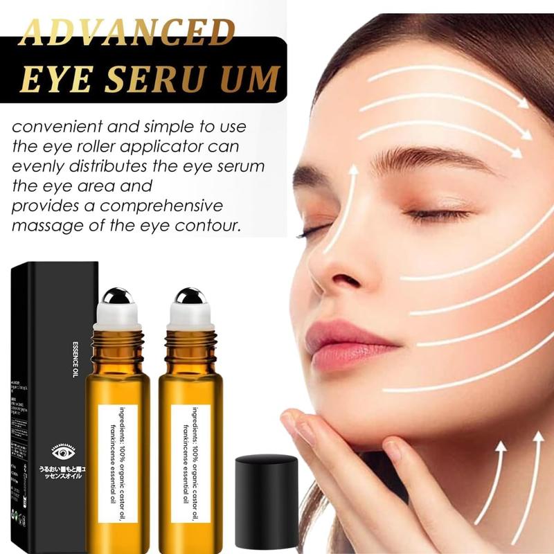 Time Eraser Eye Care Oil, 2 Counts set Castor Oil & Frankincense Essential Oil Eye Serum, Eye Care Product for Women & Men, Daily Skincare Product