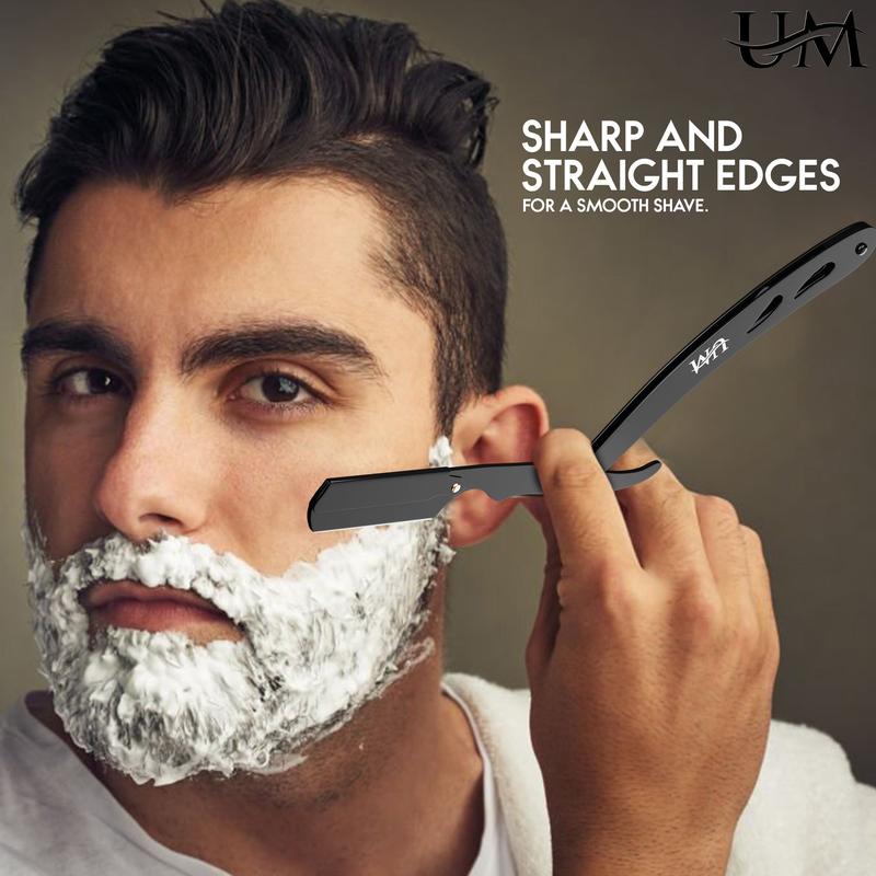 Straight Edge Razor with 100 Single Blades